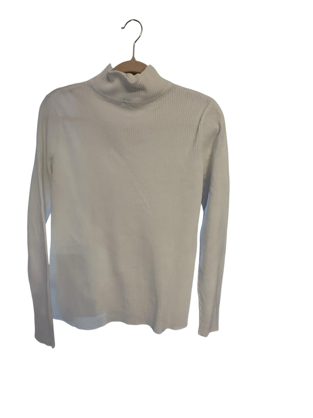 Ralph Lauren RLL Cream Ribbed Mock Turtleneck Neck Pull Over Sweater sz L